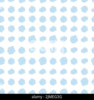 Ghiaccio. Cristalli. Pattern vettoriale multiplo. Contorno su sfondo isolato incolore. Stile cartoon. Ornamento trasparente. Cubetti di ghiaccio. Illustrazione Vettoriale
