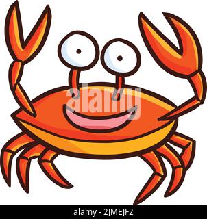 Illustrazione vettoriale di un granchio sorridente isolato su sfondo bianco Illustrazione Vettoriale