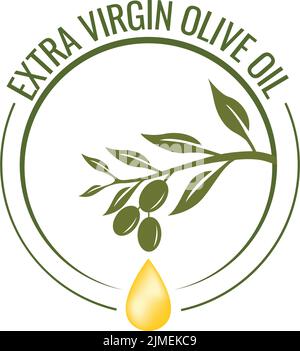 olio extra vergine di oliva elemento icona vettoriale per disegni di etichette Illustrazione Vettoriale