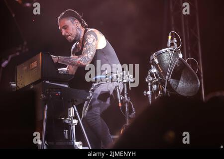 Urgnano BG, Italia. 05th ago 2022. Daniele Mona durante i Kolors, Concerto musicale a Urgnano BG, Italia, Agosto 05 2022 Credit: Independent Photo Agency/Alamy Live News Foto Stock