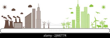 Rappresentazione grafica del futuro delle città sostenibili Illustrazione Vettoriale