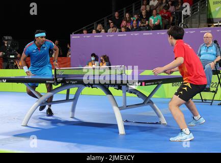 NEC Birmingham, Birmingham, Regno Unito. 5th ago 2022. Common Wealth Games : Ping-pong: .Achanta Sharath Kamal (IND) & .Quek Yong Izaac (Credit Image: © Seshadri Sukumar/ZUMA Press Wire) Foto Stock