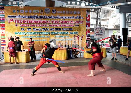 1st International Thai Martial Arts giochi e festival. Campioni del mondo Muay Boran Foto Stock
