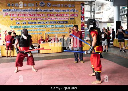 1st International Thai Martial Arts giochi e festival. Campioni del mondo Muay Boran Foto Stock