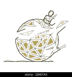 Palla di Natale in astratto stile geometrico su sfondo bianco. Illustrazione vettoriale poligonale Foto Stock