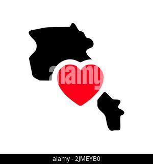 Amo Armenia, Armenia mappa e simbolo del cuore icona glifo Foto Stock