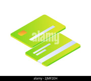 Illustrazione vettoriale di due carte ATM verdi Illustrazione Vettoriale