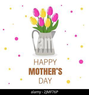 Happy Mamma's Day carta floreale adatta ai Social Media Stampa decorazione Invitation Card e altre attività correlate Vector Illustrati Illustrazione Vettoriale