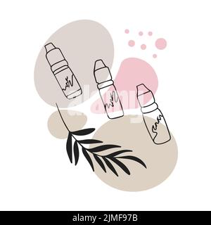 Inchiostro, vernice per tatuaggio, microblading, trucco permanente, disegno tatuaggio in stile doodle Illustrazione Vettoriale