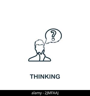 Icona pensante. Icona monocromatica Simple Business Training per modelli, web design e infografiche Illustrazione Vettoriale