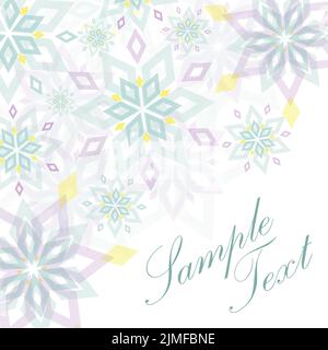 Fiocchi di neve colorati di cristallo isolati su sfondo bianco vettoriale cornice Illustrazione Vettoriale