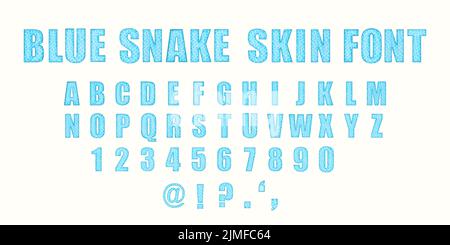 Font Alphabet Blue Snake Skin Illustrazione Vettoriale