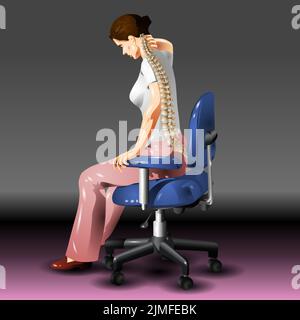 Lady con Ache schiena - dolore lombare Foto Stock