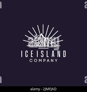 Iceberg Ice Island e Sea for Adventure Emblem Logo ispirazione design Illustrazione Vettoriale