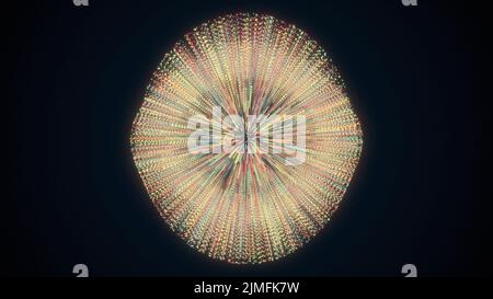 Sfera astratta composta da particelle e strisce Foto Stock