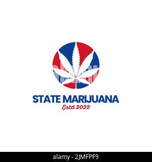 UK England Flag Nation CBD Marijuana Cannabis Logo design Illustrazione Vettoriale