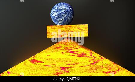 Equilibrio di pietre geometriche marmoree Foto Stock