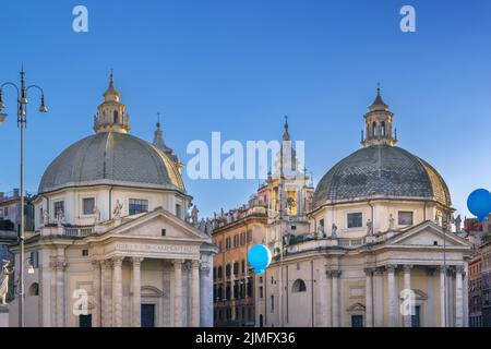 Chiese di Santa Maria a Montesanto e Santa Maria dei Miracoli, Roma, Italia Foto Stock