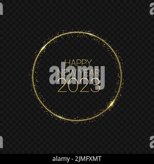 Cerchio magico dorato 2023. Felice anno nuovo Illustrazione Vettoriale
