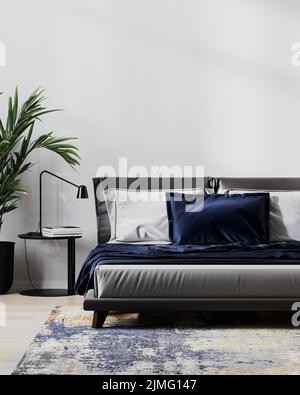 Interni moderni della camera da letto per un mock up, 3D illustrazione Foto Stock
