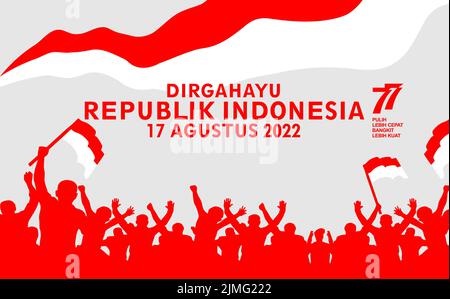 Happy Republic of Indonesia, sfondo 17th agosto, compleanno dell'Indonesia, giorno dell'Indipendenza Illustrazione Vettoriale