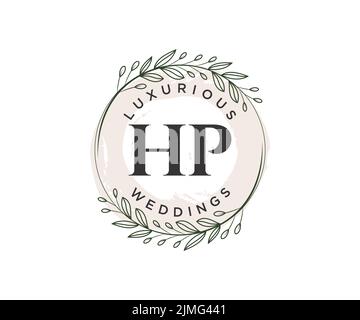 HP initals lettera monogramma modello logo matrimonio, disegnata a mano moderno minimalista e modelli floreali per biglietti d'invito, Salva la data, elegante Illustrazione Vettoriale