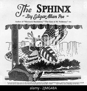 La Sphinx (1846) di Edgar Allan PoE. Illustrazione da Amazing Stories, luglio 1926. Foto Stock