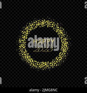 Golden Magic Happy New Year cerchio 2023 Illustrazione Vettoriale