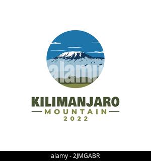 Mount Kilimanjaro Illustrazione Logo Design ispirazione Illustrazione Vettoriale