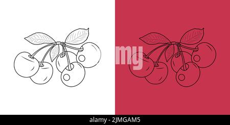 Illustrazione vettoriale di Ciliegio . Icona in ciliegio su sfondo isolato. Linea art design . Illustrazione Vettoriale