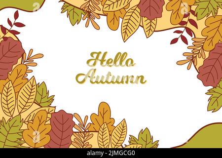Un'illustrazione vettoriale digitale di un coloratissimo biglietto autunnale per il ciao Illustrazione Vettoriale