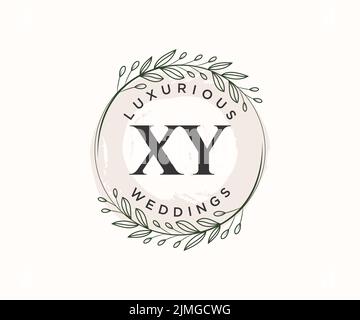 XY iniziali lettera matrimonio monogramma modello logo, a mano disegnata moderna minimalista e modelli floreali per carte di invito, Salva la data, elegante Illustrazione Vettoriale