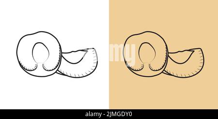 pesca, prugna, albicocca. Disegno vettoriale disegnato a mano, isolato su fondo bianco e pesca Illustrazione Vettoriale