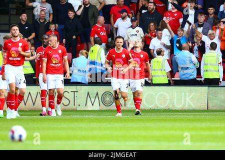 Oakwell Stadium, Barnsley, Inghilterra - 6th agosto 2022 - durante la partita Barnsley contro Cheltenham, Sky Bet League One, 2022/23, Oakwell Stadium, Barnsley, Inghilterra - 6th agosto 2022 Credit: Arthur Haigh/WhiteRosePhotos/Alamy Live News Foto Stock