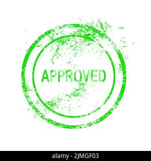 illustrazione del vettore di timbro in gomma approvato in verde isolata su sfondo bianco Illustrazione Vettoriale