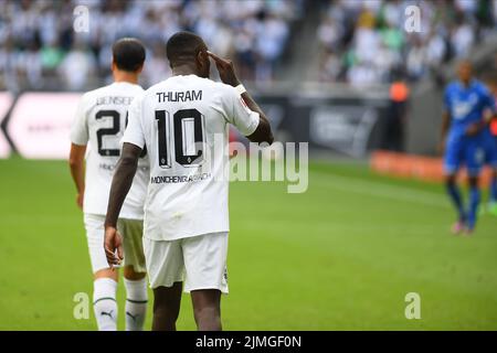 MOENCHENGLADBACH, GERMANIA - 6 AGOSTO 2022: Marcus Thuram. La partita di calcio di Bundesliga Borussia Mönchengladbach contro TSG 1899 Hoffenheim. Foto Stock