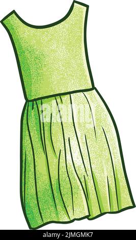 Un'illustrazione vettoriale di un vestito verde carino isolato su uno sfondo bianco Illustrazione Vettoriale