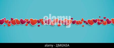 Intestazione ciano Rosso Viola cuori Stripe Foto Stock