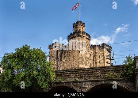 Il Castello, fortificazione medievale a Newcastle upon Tyne, Northumberland, Inghilterra nord-orientale Foto Stock