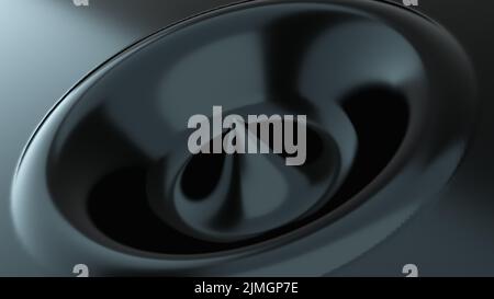 Forma astratta con onde nere circolari a impulsi, generate dal computer. rendering 3d dello sfondo del volume Foto Stock