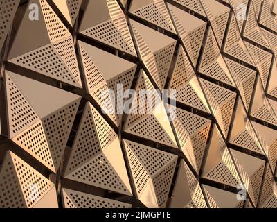 Rivestimenti geometrici metallici o pannelli in rame e oro Foto Stock