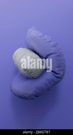 Un rendering verticale 3D di morbide forme a cuscino su sfondo viola Foto Stock