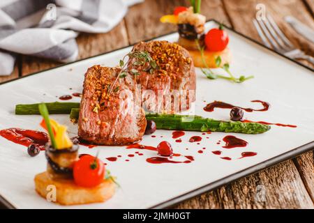 cibo gourmet di lusso vitello ricetta pasto ristorante Foto Stock