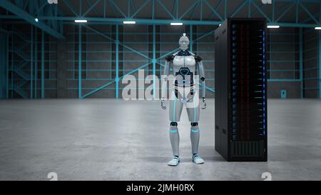 Sala server robot umanoidi Foto Stock