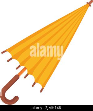 Ombrello ripiegato giallo autunno. Meteorolpgy concetto. Illustrazione vettoriale di scorta isolata su sfondo bianco in stile cartoon piatto Illustrazione Vettoriale