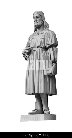 Statua di Marc Antonio sulla facciata del Palazzo del nuovo Hermitage a San Pietroburgo, Russia Foto Stock