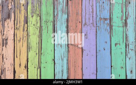 Tavole di legno colorate Foto Stock
