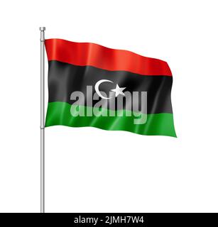 Bandiera libica isolata su bianco Foto Stock