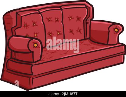 Illustrazione vettoriale di un divano rosso isolato su sfondo bianco Illustrazione Vettoriale