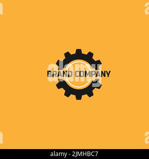 modello di logo personalizzato per il motore di ingranaggi del progetto Illustrazione Vettoriale